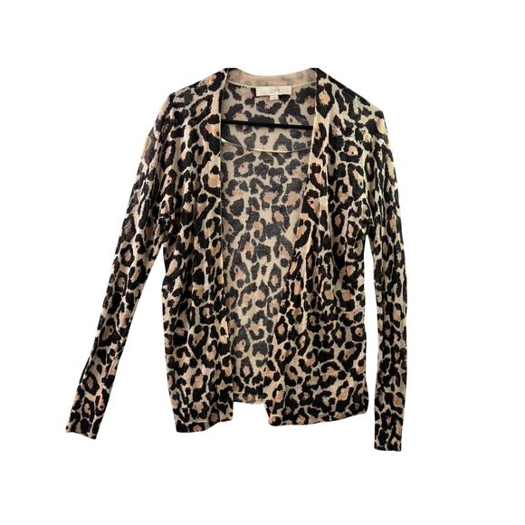 LOFT Leopard Print Semi-Sheer Open Front Cardigan – Size Medium - Picture 1 of 6